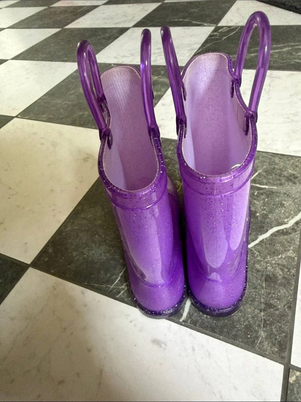 Girls size 1 Purple Glitter Rain Boots like new!